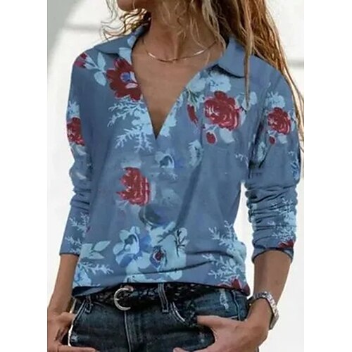 Women's Blouse Shirt Blue White Floral Print Long Sleeve Daily Weekend Streetwear Casual Shirt Collar Regular Floral S / 3D Print
Women's Blouse Shirt Blue White Floral Print Long Sleeve Daily Weekend Streetwear Casual Shirt Collar Regular Floral S / 3D Print