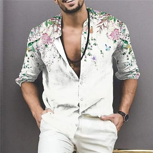 Men's Shirt Graphic Shirt Floral Stand Collar White 3D Print Outdoor Street Long Sleeve Button-Down Print Clothing Apparel Fashion Designer Casual Breathable
Men's Shirt Graphic Shirt Floral Stand Collar White 3D Print Outdoor Street Long Sleeve Button-Down Print Clothing Apparel Fashion Designer Casual Breathable