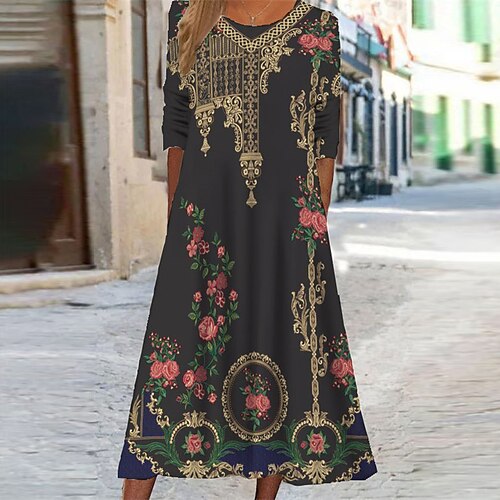 Women's Casual Dress Swing Dress Midi Dress Midi Dress Green Purple Half Sleeve Floral Pocket Winter Fall Autumn Round Neck Vacation Winter Dress Fall Dress 2022 S M L XL XXL 3XL
Women's Casual Dress Swing Dress Midi Dress Midi Dress Green Purple Half Sleeve Floral Pocket Winter Fall Autumn Round Neck Vacation Winter Dress Fall Dress 2022 S M L XL XXL 3XL