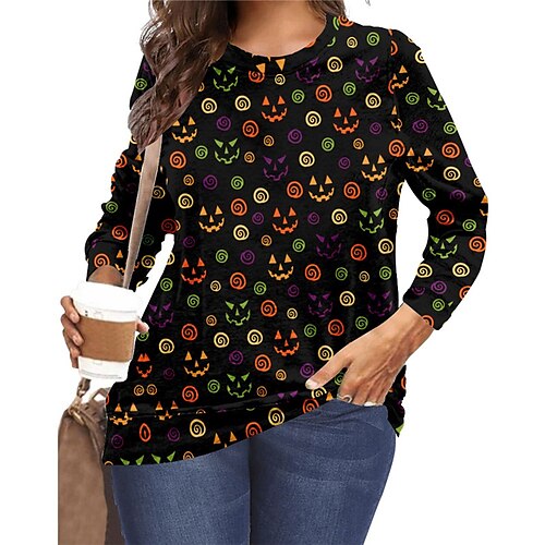 Women's Plus Size Tops Pullover Sweatshirt Hoodie Sweatshirt Pumpkin Print Long Sleeve Crewneck Vintage Streetwear Casual Halloween Halloween Spirit Halloween Polyester Fall Winter Black
Women's Plus Size Tops Pullover Sweatshirt Hoodie Sweatshirt Pumpkin Print Long Sleeve Crewneck Vintage Streetwear Casual Halloween Halloween Spirit Halloween Polyester Fall Winter Black