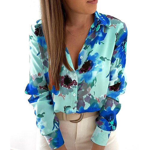 Women's Blouse Shirt Blue Purple Pink Floral Button Print Long Sleeve Holiday Weekend Streetwear Casual Shirt Collar Regular Floral S / 3D Print
Women's Blouse Shirt Blue Purple Pink Floral Button Print Long Sleeve Holiday Weekend Streetwear Casual Shirt Collar Regular Floral S / 3D Print