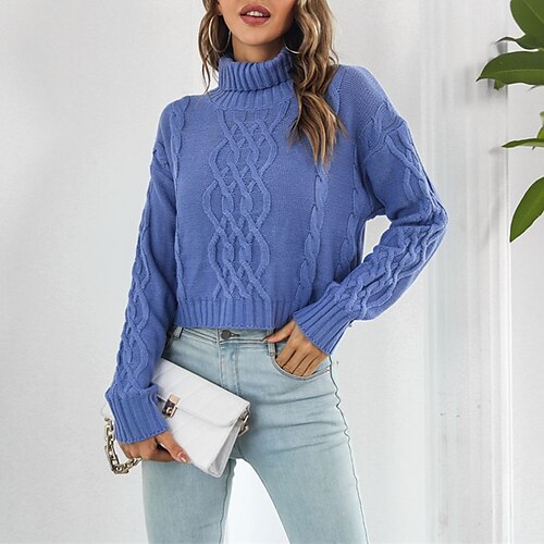 Women's Jumper Cable Knit Knitted Solid Color Turtleneck Stylish Casual Outdoor Daily Winter Fall Blue Yellow S M L / Long Sleeve / Regular Fit / Going out
Women's Jumper Cable Knit Knitted Solid Color Turtleneck Stylish Casual Outdoor Daily Winter Fall Blue Yellow S M L / Long Sleeve / Regular Fit / Going out