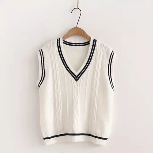 Women's Sweater Vest Jumper Ribbed Cable Knit Tunic Knitted Color Block V Neck Stylish Casual Outdoor Daily Fall Winter White Black One-Size / Sleeveless
Women's Sweater Vest Jumper Ribbed Cable Knit Tunic Knitted Color Block V Neck Stylish Casual Outdoor Daily Fall Winter White Black One-Size / Sleeveless