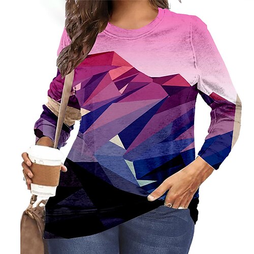 Women's Plus Size Tops T shirt Tee Color Block Geometry Print Long Sleeve Round Neck Casual Daily Vacation Polyester Fall Winter Black Purple
Women's Plus Size Tops T shirt Tee Color Block Geometry Print Long Sleeve Round Neck Casual Daily Vacation Polyester Fall Winter Black Purple