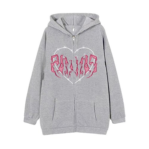 Women's Windproof Warm Outdoor Street Daily Vacation Zipper Pocket Print Zipper Hoodie Fashion Casual Street Style Heart Regular Fit Outerwear Long Sleeve Winter Fall Black Gray S M L XL XXL 3XL
Women's Windproof Warm Outdoor Street Daily Vacation Zipper Pocket Print Zipper Hoodie Fashion Casual Street Style Heart Regular Fit Outerwear Long Sleeve Winter Fall Black Gray S M L XL XXL 3XL