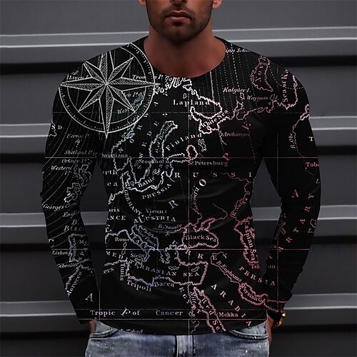 Men's Unisex T shirt Tee Map Graphic Prints Crew Neck Black Black 3D Print Outdoor Street Long Sleeve Print Clothing Apparel Basic Sports Designer Casual
Men's Unisex T shirt Tee Map Graphic Prints Crew Neck Black Black 3D Print Outdoor Street Long Sleeve Print Clothing Apparel Basic Sports Designer Casual