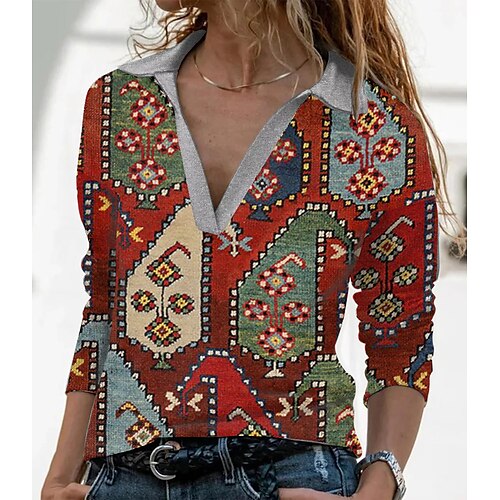 Women's T shirt Tee Red Graphic Print Long Sleeve Casual Weekend Basic Shirt Collar Regular Painting S / 3D Print
Women's T shirt Tee Red Graphic Print Long Sleeve Casual Weekend Basic Shirt Collar Regular Painting S / 3D Print