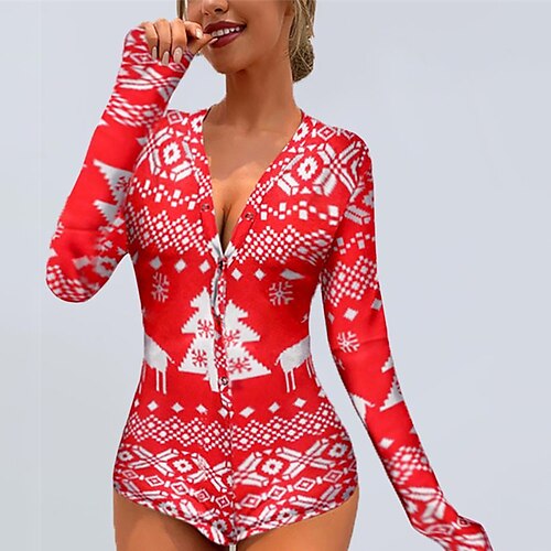 Women's Bodysuit Zipper Print Geometric V Neck Casual Home Christmas Regular Fit Long Sleeve Red S M L Winter
Women's Bodysuit Zipper Print Geometric V Neck Casual Home Christmas Regular Fit Long Sleeve Red S M L Winter