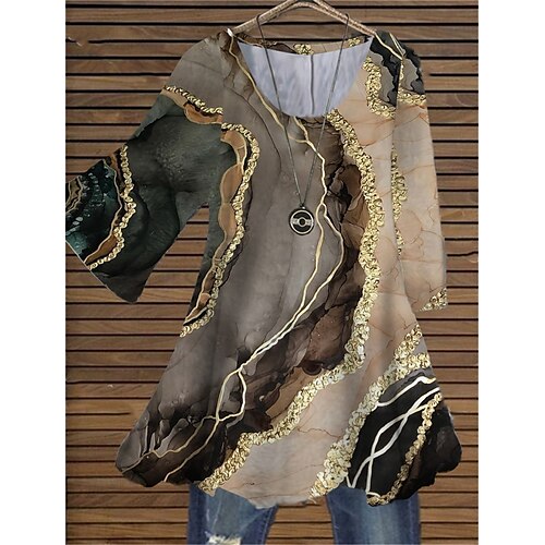 Women's Plus Size Tops Blouse Shirt Color Gradient Print 3/4 Length Sleeve Crewneck Casual Daily Holiday Cotton Spandex Jersey Winter Fall khaki
Women's Plus Size Tops Blouse Shirt Color Gradient Print 3/4 Length Sleeve Crewneck Casual Daily Holiday Cotton Spandex Jersey Winter Fall khaki