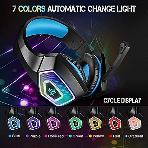 

Gaming Headset With Microphone For Xbox One PS4 PS5 PC Switch Tablet Gaming Headset Xbox One With Stereo Surround Sound And LED Light Noise Reduction Earmuffle Headphones