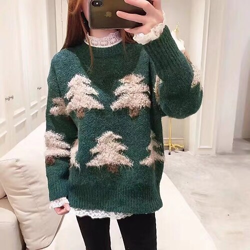 Women's Ugly Christmas Sweater Pullover Sweater Jumper Ribbed Knit Knitted Christmas Tree Crew Neck Stylish Casual Outdoor Christmas Winter Fall Green Red S M L / Long Sleeve / Weekend / Holiday
Women's Ugly Christmas Sweater Pullover Sweater Jumper Ribbed Knit Knitted Christmas Tree Crew Neck Stylish Casual Outdoor Christmas Winter Fall Green Red S M L / Long Sleeve / Weekend / Holiday