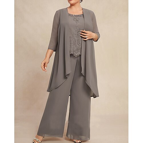 Women's Plus Size Tops Plus Size Set Solid Color 3/4 Length Sleeve Square Neck Casual Daily Vacation Chiffon Fall Winter Gray
Women's Plus Size Tops Plus Size Set Solid Color 3/4 Length Sleeve Square Neck Casual Daily Vacation Chiffon Fall Winter Gray