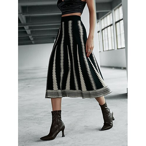 Women's Skirt Work Skirts Midi Polyester Knit Black Skirts Print Fashion Office / Career Daily One-Size
Women's Skirt Work Skirts Midi Polyester Knit Black Skirts Print Fashion Office / Career Daily One-Size