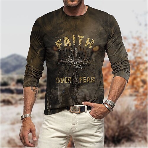 Men's T shirt Tee Graphic Prints Cross Crew Neck Brown 3D Print Outdoor Street Long Sleeve Print Clothing Apparel Basic Vintage Sports Designer
Men's T shirt Tee Graphic Prints Cross Crew Neck Brown 3D Print Outdoor Street Long Sleeve Print Clothing Apparel Basic Vintage Sports Designer