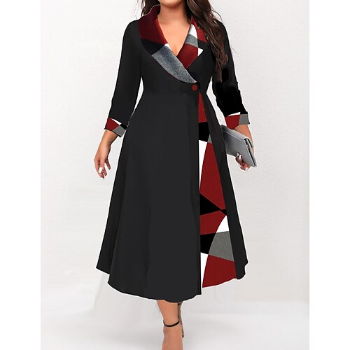 Women's Plus Size A Line Dress Graphic Shirt Collar Long Sleeve Fall Winter Stylish Formal Midi Dress Date Work Dress
Women's Plus Size A Line Dress Graphic Shirt Collar Long Sleeve Fall Winter Stylish Formal Midi Dress Date Work Dress