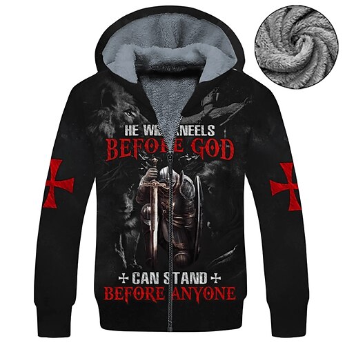 Men's Fleece Jacket Full Zip Hoodie Fleece Hoodie Sherpa Jacket Black Hooded Knights Templar Graphic Prints Zipper Print Sports Outdoor Daily Sports 3D Print Fleece Streetwear Designer Casual Winter
Men's Fleece Jacket Full Zip Hoodie Fleece Hoodie Sherpa Jacket Black Hooded Knights Templar Graphic Prints Zipper Print Sports Outdoor Daily Sports 3D Print Fleece Streetwear Designer Casual Winter