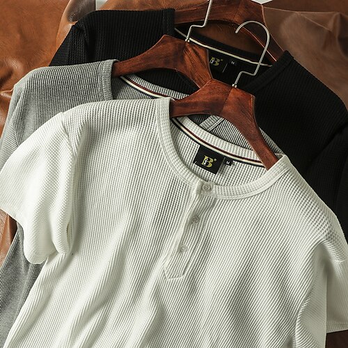 Men's Waffle Henley Shirt Henley Shirt Solid Color Henley Gray White Black Holiday Vacation Short Sleeve Button-Down Clothing Apparel Cotton Lightweight Casual Comfortable / Summer / Spring / Summer
Men's Waffle Henley Shirt Henley Shirt Solid Color Henley Gray White Black Holiday Vacation Short Sleeve Button-Down Clothing Apparel Cotton Lightweight Casual Comfortable / Summer / Spring / Summer