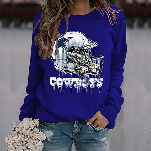 Women's Sweatshirt Pullover Basic Blue Gray White Graphic Dallas Cowboys Street Round Neck Long Sleeve S M L XL 2XL
Women's Sweatshirt Pullover Basic Blue Gray White Graphic Dallas Cowboys Street Round Neck Long Sleeve S M L XL 2XL