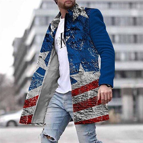 Men's Coat With Pockets Daily Wear Vacation Going out Single Breasted Turndown Streetwear Sport Casual Jacket Outerwear National Flag Front Pocket Button-Down Print Blue
Men's Coat With Pockets Daily Wear Vacation Going out Single Breasted Turndown Streetwear Sport Casual Jacket Outerwear National Flag Front Pocket Button-Down Print Blue