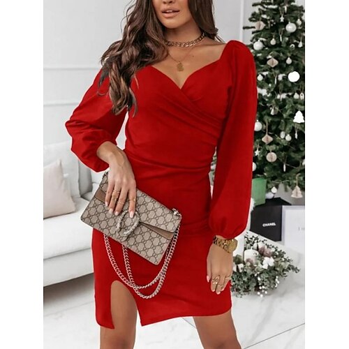 Women's Christmas Holiday Dress Shift Dress Short Mini Dress Green Red Black Long Sleeve Pure Color Ruched Split Fall Winter V Neck Vintage Party Sexy 2022 S M L XL 2XL
Women's Christmas Holiday Dress Shift Dress Short Mini Dress Green Red Black Long Sleeve Pure Color Ruched Split Fall Winter V Neck Vintage Party Sexy 2022 S M L XL 2XL