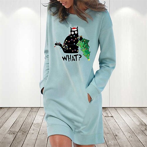 Women's Christmas Hoodie Dress Winter Dress Light Blue Grey White Long Sleeve Cat Tree Pocket Print Winter Fall Crew Neck Stylish Casual Fall Dress Loose Fit 2022 S M L XL 2XL / Cotton
Women's Christmas Hoodie Dress Winter Dress Light Blue Grey White Long Sleeve Cat Tree Pocket Print Winter Fall Crew Neck Stylish Casual Fall Dress Loose Fit 2022 S M L XL 2XL / Cotton