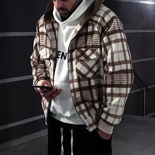 Men's Flannel Shirt Shirt Jacket Shacket Overshirt Plaid Turndown Brown Beige Coffee White Street Daily Long Sleeve Button-Down Clothing Apparel Fashion Casual Comfortable
Men's Flannel Shirt Shirt Jacket Shacket Overshirt Plaid Turndown Brown Beige Coffee White Street Daily Long Sleeve Button-Down Clothing Apparel Fashion Casual Comfortable