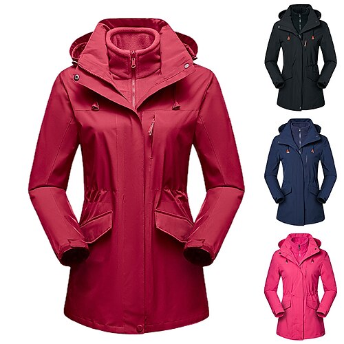 Women's Hoodie Jacket Hiking 3-in-1 Jackets Ski Jacket Fleece Winter Outdoor Thermal Warm Fleece Lining Waterproof Windproof Outerwear Trench Coat Top Hunting Ski / Snowboard Fishing Wine Red Black
Women's Hoodie Jacket Hiking 3-in-1 Jackets Ski Jacket Fleece Winter Outdoor Thermal Warm Fleece Lining Waterproof Windproof Outerwear Trench Coat Top Hunting Ski / Snowboard Fishing Wine Red Black