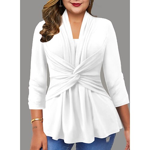 Women's Plus Size Tops Blouse Shirt Solid Color 3/4 Length Sleeve V Neck Casual Daily Vacation Polyester Fall Winter White
Women's Plus Size Tops Blouse Shirt Solid Color 3/4 Length Sleeve V Neck Casual Daily Vacation Polyester Fall Winter White