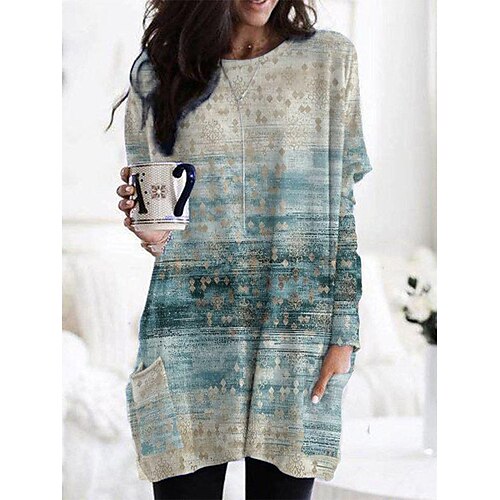 Women's T shirt Tee Blue Graphic Print Long Sleeve Casual Daily Basic Round Neck Regular S
Women's T shirt Tee Blue Graphic Print Long Sleeve Casual Daily Basic Round Neck Regular S