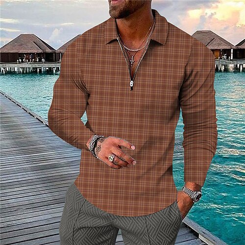 Men's Collar Polo Shirt Golf Shirt Plaid Turndown Brown Gray 3D Print Street Casual Long Sleeve Zipper Print Clothing Apparel Fashion Designer Casual Breathable
Men's Collar Polo Shirt Golf Shirt Plaid Turndown Brown Gray 3D Print Street Casual Long Sleeve Zipper Print Clothing Apparel Fashion Designer Casual Breathable