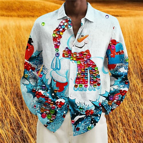 Men's Shirt Snowman Turndown Blue 3D Print Christmas Street Long Sleeve Button-Down Print Clothing Apparel Fashion Designer Casual Breathable
Men's Shirt Snowman Turndown Blue 3D Print Christmas Street Long Sleeve Button-Down Print Clothing Apparel Fashion Designer Casual Breathable