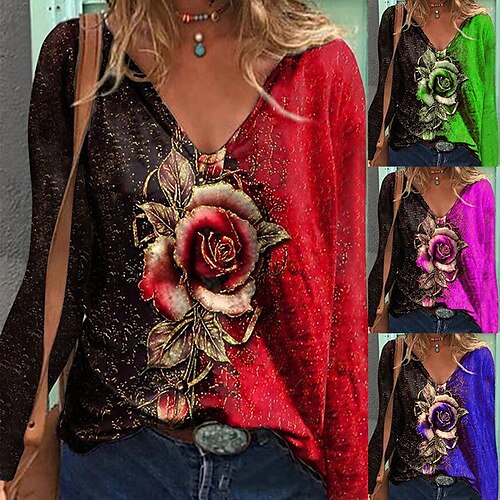 Women's T shirt Tee Flower Color Gradient Sparkly Regular Spring & Fall Lake blue Fancy blue Green Purple Red
Women's T shirt Tee Flower Color Gradient Sparkly Regular Spring & Fall Lake blue Fancy blue Green Purple Red