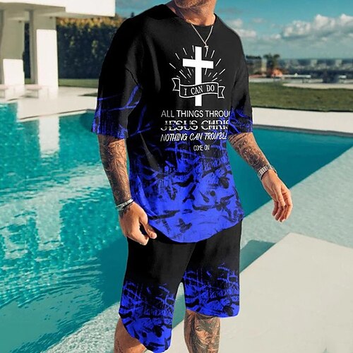 Men's Shorts and T Shirt Set T-Shirt Outfits Letter Graphic Prints Cross Crew Neck Blue 3D Print Outdoor Street Short Sleeve 3D Print Clothing Apparel 2pcs Basic Classic Comfortable Big and Tall
Men's Shorts and T Shirt Set T-Shirt Outfits Letter Graphic Prints Cross Crew Neck Blue 3D Print Outdoor Street Short Sleeve 3D Print Clothing Apparel 2pcs Basic Classic Comfortable Big and Tall