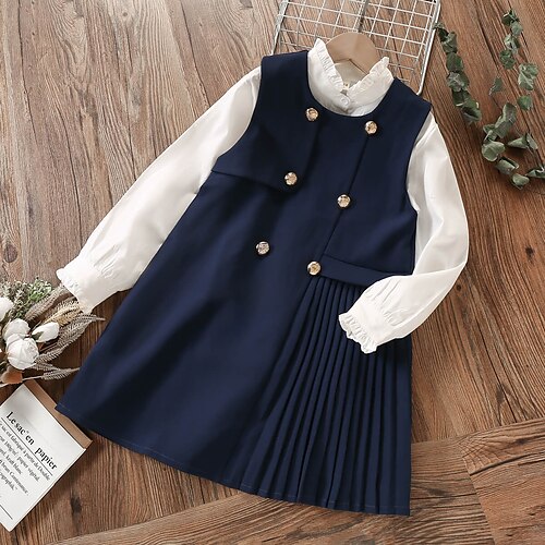 2 Pieces Kids Girls' Solid Color Ruched Dress Suits Set Long Sleeve Fashion School 7-13 Years Winter Navy Blue / Fall / Spring / Knee-length
2 Pieces Kids Girls' Solid Color Ruched Dress Suits Set Long Sleeve Fashion School 7-13 Years Winter Navy Blue / Fall / Spring / Knee-length