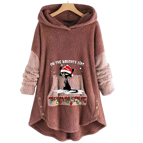 Women's Hoodie Sweatshirt Pullover Sherpa Fleece Teddy Christmas Front Pocket Dark Green Red Brown Cat Christmas Hoodie Long Sleeve Fleece S M L XL 2XL 3XL
Women's Hoodie Sweatshirt Pullover Sherpa Fleece Teddy Christmas Front Pocket Dark Green Red Brown Cat Christmas Hoodie Long Sleeve Fleece S M L XL 2XL 3XL