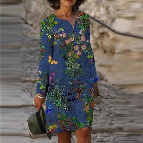 Women's Casual Dress T Shirt Dress Tee Dress Shift Dress Blue Long Sleeve Floral Zipper Winter Fall Autumn Crew Neck Winter Dress Weekend Fall Dress 2022 XS S M L XL XXL 3XL 4XL 5XL 6XL
Women's Casual Dress T Shirt Dress Tee Dress Shift Dress Blue Long Sleeve Floral Zipper Winter Fall Autumn Crew Neck Winter Dress Weekend Fall Dress 2022 XS S M L XL XXL 3XL 4XL 5XL 6XL