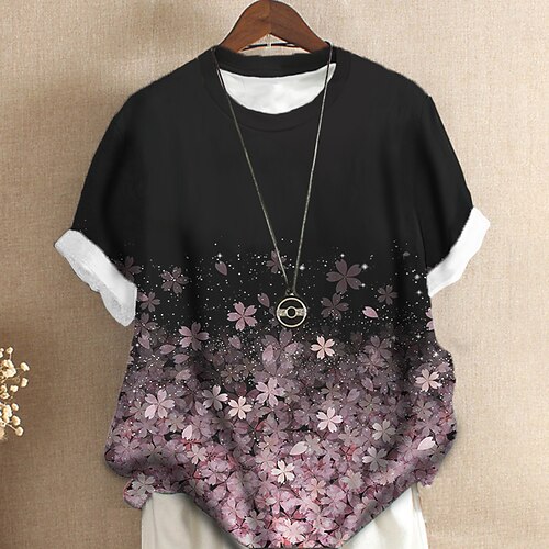 Women's Plus Size Tops T shirt Tee Floral Print Short Sleeve Crewneck Streetwear Daily Sports Cotton Spandex Jersey Spring Summer Green Purple
Women's Plus Size Tops T shirt Tee Floral Print Short Sleeve Crewneck Streetwear Daily Sports Cotton Spandex Jersey Spring Summer Green Purple
