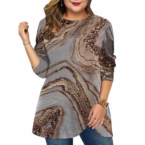 Women's Plus Size Tops T shirt Tee Color Gradient Print Long Sleeve Crewneck Casual Daily Holiday Cotton Spandex Jersey Winter Fall khaki Gray 
Women's Plus Size Tops T shirt Tee Color Gradient Print Long Sleeve Crewneck Casual Daily Holiday Cotton Spandex Jersey Winter Fall khaki Gray