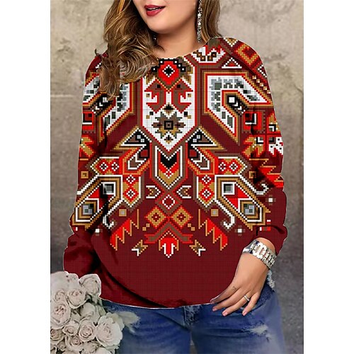 Women's Plus Size Tops Pullover Sweatshirt Graphic Striped Long Sleeve Crewneck Streetwear Daily Vacation Polyester Fall Winter Blue Rainbow
Women's Plus Size Tops Pullover Sweatshirt Graphic Striped Long Sleeve Crewneck Streetwear Daily Vacation Polyester Fall Winter Blue Rainbow