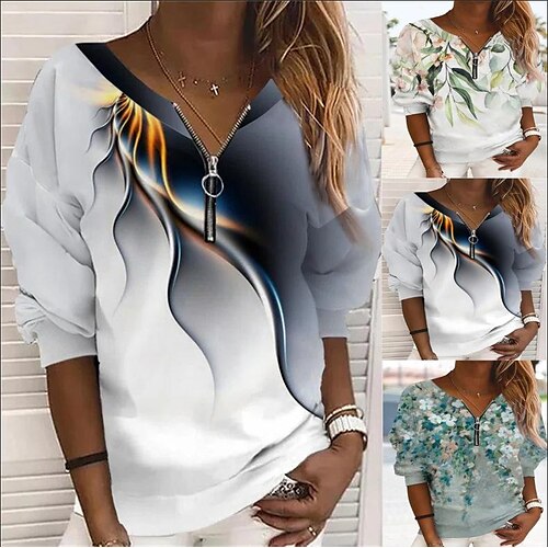 Women's T shirt Tee Zipper Print Basic V Neck Standard Winter Green Grey White
Women's T shirt Tee Zipper Print Basic V Neck Standard Winter Green Grey White