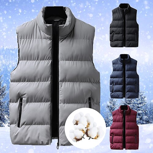 Men's Puffer Vest Winter Jacket Winter Coat Windproof Warm Casual Camping & Hiking Solid / Plain Color Outerwear Clothing Apparel Black Red Blue
Men's Puffer Vest Winter Jacket Winter Coat Windproof Warm Casual Camping & Hiking Solid / Plain Color Outerwear Clothing Apparel Black Red Blue