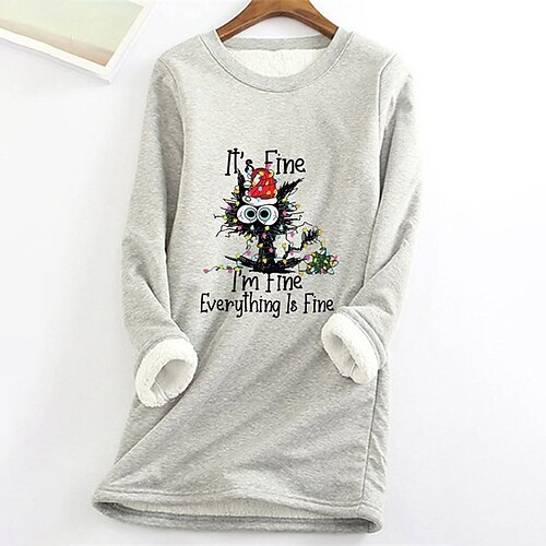Women's Plus Size Tops Pullover Sweatshirt Cat Letter Print Long Sleeve Casual Daily Vacation Winter Fall Blue Pink
Women's Plus Size Tops Pullover Sweatshirt Cat Letter Print Long Sleeve Casual Daily Vacation Winter Fall Blue Pink
