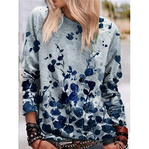 Women's Sweatshirt Pullover Basic Dark Blue Floral Casual Round Neck Long Sleeve S M L XL 2XL 3XL
Women's Sweatshirt Pullover Basic Dark Blue Floral Casual Round Neck Long Sleeve S M L XL 2XL 3XL