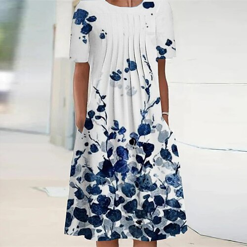 Women's Casual Dress Shift Dress Blue Short Sleeve Floral Pocket Spring Summer Crew Neck 2022 S M L XL XXL 3XL
Women's Casual Dress Shift Dress Blue Short Sleeve Floral Pocket Spring Summer Crew Neck 2022 S M L XL XXL 3XL
