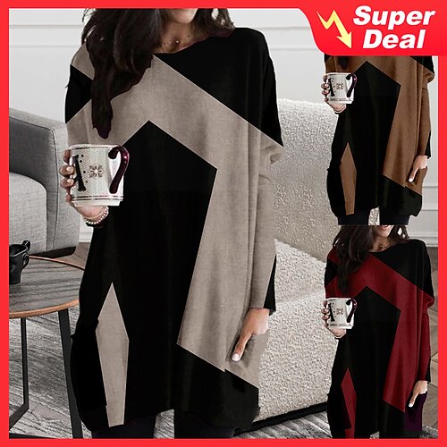 Women's Casual Dress T Shirt Dress Tee Dress Camel Red Beige Long Sleeve Geometric Pocket Print Winter Fall Casual Fall Dress Loose Fit 2022 XS S M L XL XXL 3XL 4XL 5XL 6XL / Winter Dress
Women's Casual Dress T Shirt Dress Tee Dress Camel Red Beige Long Sleeve Geometric Pocket Print Winter Fall Casual Fall Dress Loose Fit 2022 XS S M L XL XXL 3XL 4XL 5XL 6XL / Winter Dress