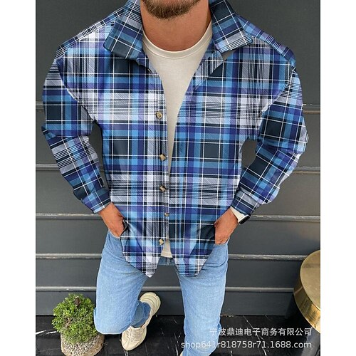 Men's Flannel Shirt Shirt Jacket Shacket Shirt Plaid / Check Turndown Blue Street Daily Long Sleeve Button-Down Clothing Apparel Basic Fashion Casual Comfortable
Men's Flannel Shirt Shirt Jacket Shacket Shirt Plaid / Check Turndown Blue Street Daily Long Sleeve Button-Down Clothing Apparel Basic Fashion Casual Comfortable