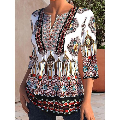 Women's Blouse Shirt Brown Graphic Print 3/4 Length Sleeve Casual Streetwear V Neck Regular M
Women's Blouse Shirt Brown Graphic Print 3/4 Length Sleeve Casual Streetwear V Neck Regular M