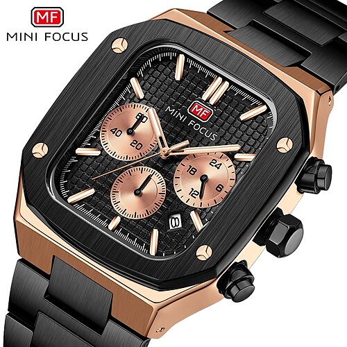 

MINI FOCUS Fashion Sports Quartz Watch for Men Multifunction Sub-Dials Luminous Hands Luxury Watches Stainless Steel Strap Clock