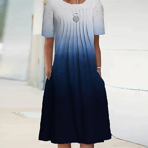 Women's Casual Dress Shift Dress Blue Pink Yellow Short Sleeve Color Gradient Pocket Spring Summer Crew Neck 2022 S M L XL XXL 3XL
Women's Casual Dress Shift Dress Blue Pink Yellow Short Sleeve Color Gradient Pocket Spring Summer Crew Neck 2022 S M L XL XXL 3XL