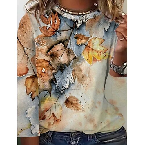 Women's Plus Size Tops Blouse Shirt Leaf Print Long Sleeve Round Neck Casual Daily Vacation Polyester Winter Fall khaki
Women's Plus Size Tops Blouse Shirt Leaf Print Long Sleeve Round Neck Casual Daily Vacation Polyester Winter Fall khaki